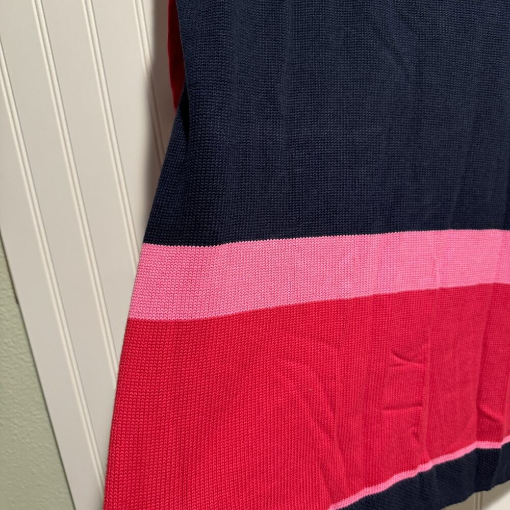 Charter Club Cotton Tunic Sweater Red Pink Navy Blue Colorblock Plus Size 2X - Picture 2 of 5